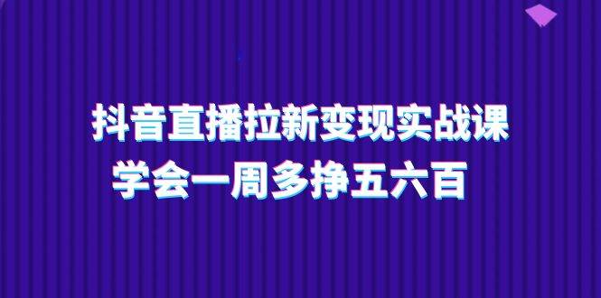 （11254期）抖音直播拉新变现实操课，学会一周多挣五六百（15节课）-三石资源库