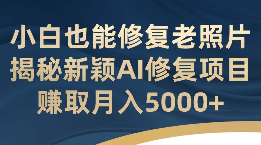 小白也能修复老照片！揭秘新颖AI修复项目，赚取月入5000+-三石资源库