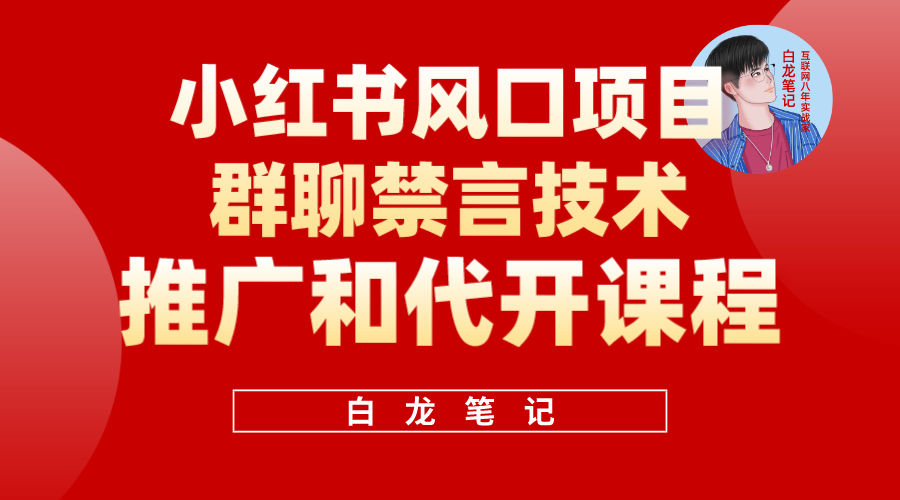 小红书风口项目日入300+，小红书群聊禁言技术代开项目，适合新手操作-三石资源库