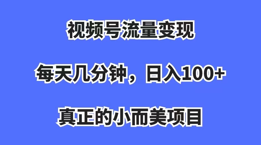 视频号流量变现，每天几分钟，收入100+，真正的小而美项目-三石淘金网