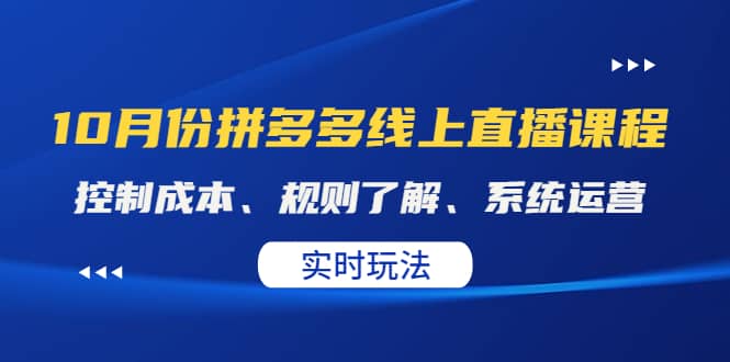 某收费10月份拼多多线上直播课： 控制成本、规则了解、系统运营。实时玩法-三石资源库