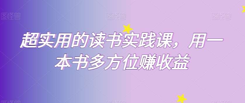 超实用的读书实践课，用一本书多方位赚收益-三石淘金网