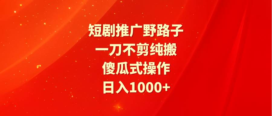 （9586期）短剧推广野路子，一刀不剪纯搬运，傻瓜式操作，日入1000+-三石资源库