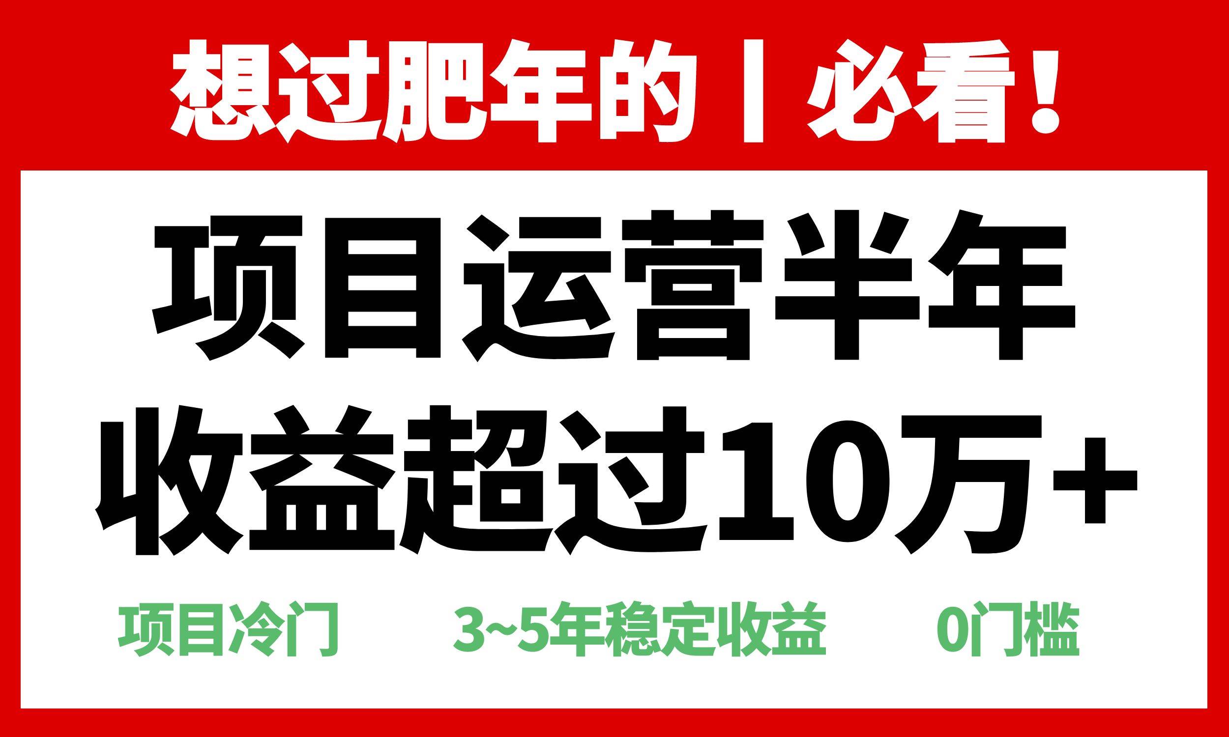 （13663期）年前过肥年的必看的超冷门项目，半年收益超过10万+，-三石资源库