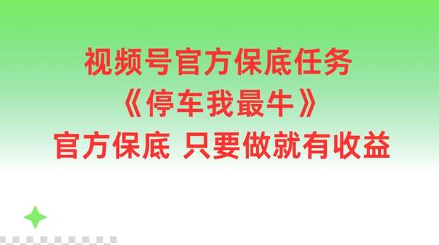 视频号官方保底任务，停车我最牛，官方保底只要做就有收益【揭秘】-三石淘金网
