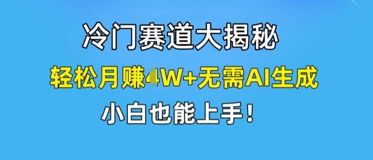 冷门赛道大揭秘，轻松月赚1W+无需AI生成，小白也能上手【揭秘】-三石资源库
