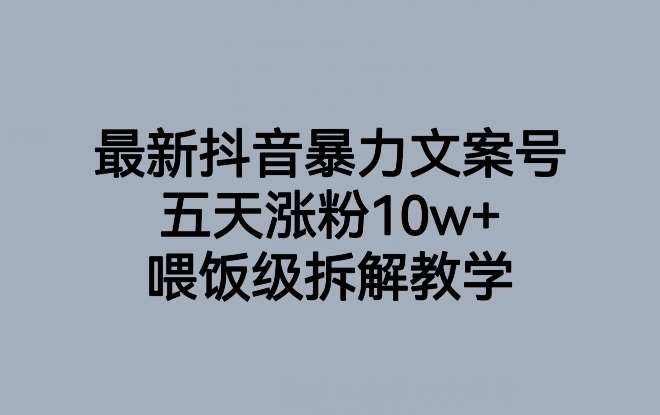 最新抖音暴力文案号,五天涨粉10w+,喂饭级拆解教学-三石资源库