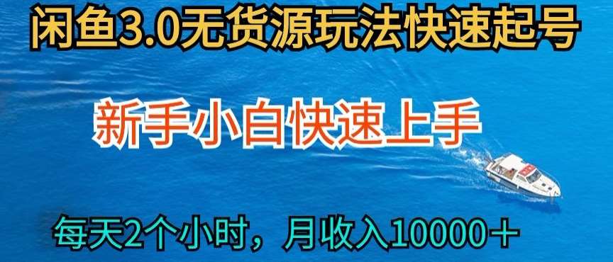2024最新闲鱼无货源玩法，从0开始小白快手上手，每天2小时月收入过万【揭秘】-三石淘金网