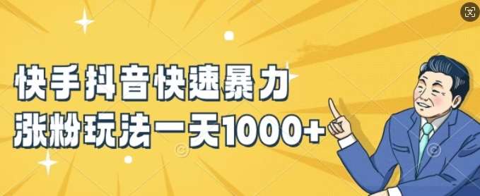 快手抖音快速暴力涨粉玩法，新手小白也能学会，一天1k+【揭秘】-三石淘金网