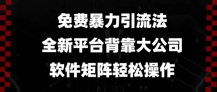 （13745期）免费暴力引流法，全新平台，背靠大公司，软件矩阵轻松操作-三石资源库