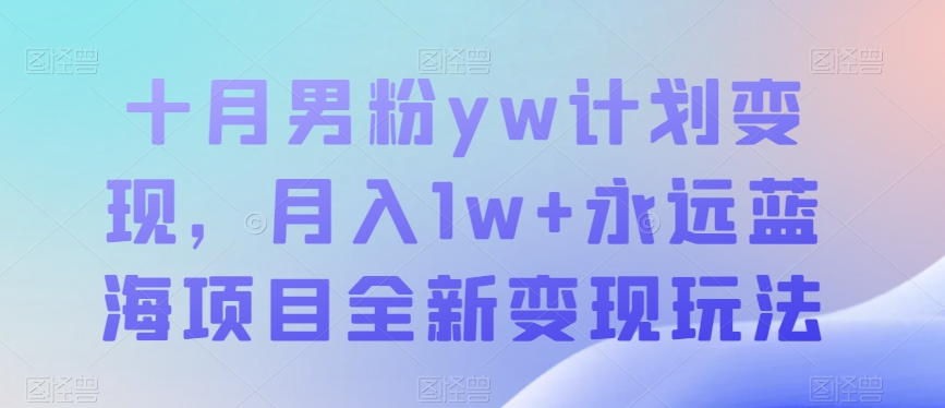 十月男粉yw计划变现,月入1w+永远蓝海项目全新变现玩法【揭秘】-三石资源库