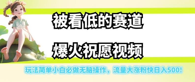 被看低的赛道爆火祝愿视频，玩法简单小白必做无脑操作，流量大涨粉快日入500-三石资源库