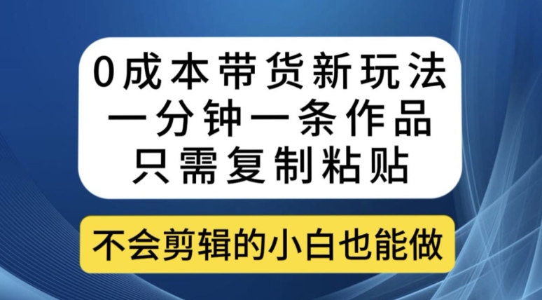 0成本带货新玩法，一分钟一条作品，只需复制粘贴就可以做-三石资源库