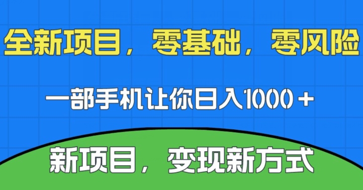 新项目，新平台，一部手机即可日入1000＋，无门槛操作【揭秘】-三石资源库