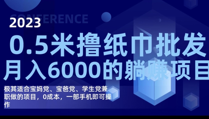 2023最新0.5米撸纸巾批发，月入6000的躺赚项目，0成本，一部手机即可操作-三石资源库