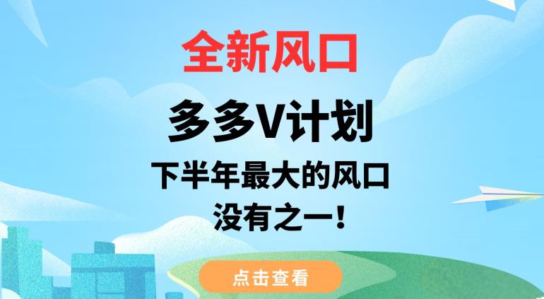 全新风口，多多V计划，下半年最大的风口项目，没有之一【揭秘】-三石淘金网