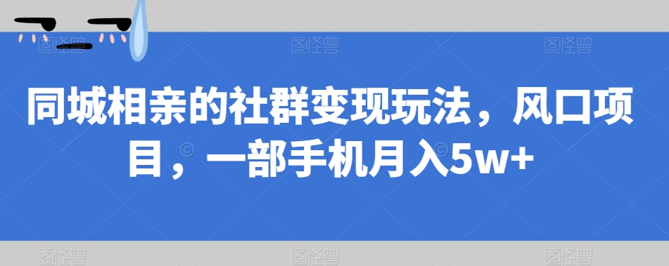 同城相亲的社群变现玩法，风口项目，一部手机月入5w+【揭秘】-三石资源库