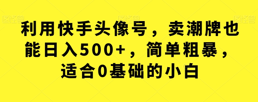 利用快手头像号，卖潮牌也能日入500+，简单粗暴，适合0基础的小白【揭秘】-三石资源库