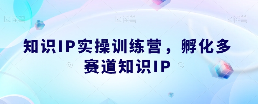 知识IP实操训练营，​孵化多赛道知识IP-三石资源库