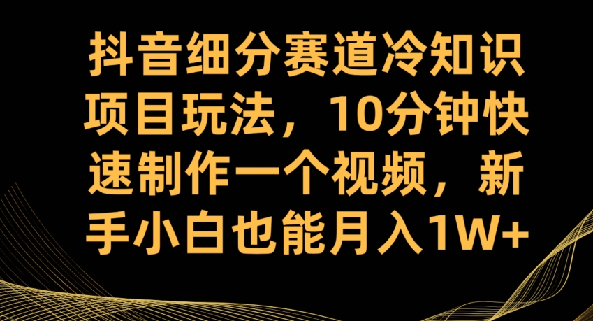 抖音细分赛道冷知识项目玩法，10分钟快速制作一个视频，新手小白也能月入1W+【揭秘】-三石资源库