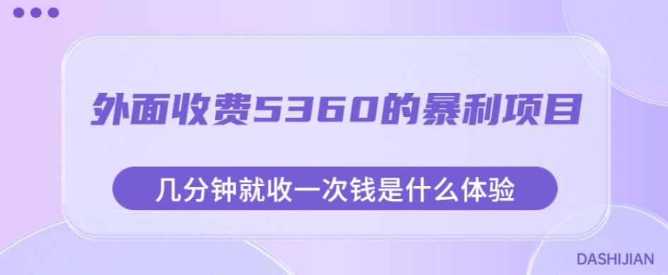 外面收费5360的暴利项目，几分钟就收一次钱是什么体验，附素材【揭秘】-三石资源库