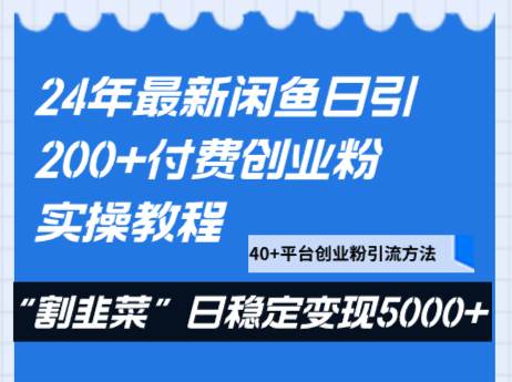 24年最新闲鱼日引200+付费创业粉，割韭菜每天5000+收益实操教程！-三石淘金网