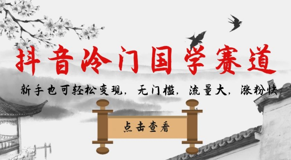 抖音冷门国学赛道，新手也可轻松变现，无门槛，流量大，涨粉快-三石资源库
