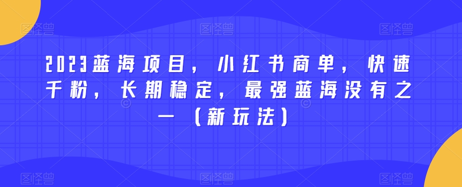 2023蓝海项目，小红书商单，快速千粉，长期稳定，最强蓝海没有之一（新玩法）-三石资源库