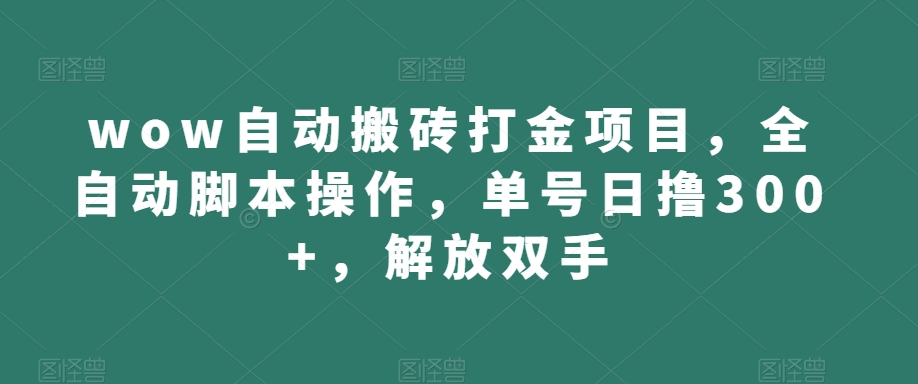 wow自动搬砖打金项目，全自动脚本操作，单号日撸300+，解放双手【揭秘】-三石淘金网