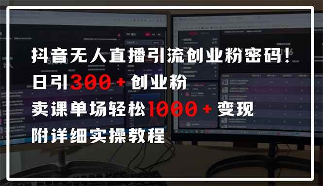 （14564期）抖音无人直播引流密码！日引300+创业粉 单场轻松1000+变现 附详细实操教程-三石资源库