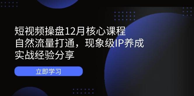 短视频操盘12月核心课程：自然流量打通，现象级IP养成，实战经验分享-三石淘金网