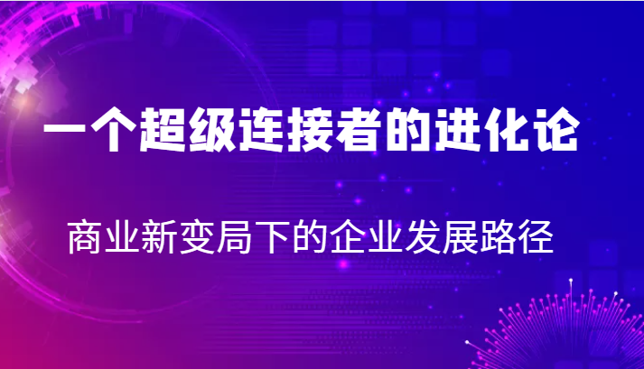 一个超级连接者的进化论 商业新变局下的企业发展路径-三石淘金网