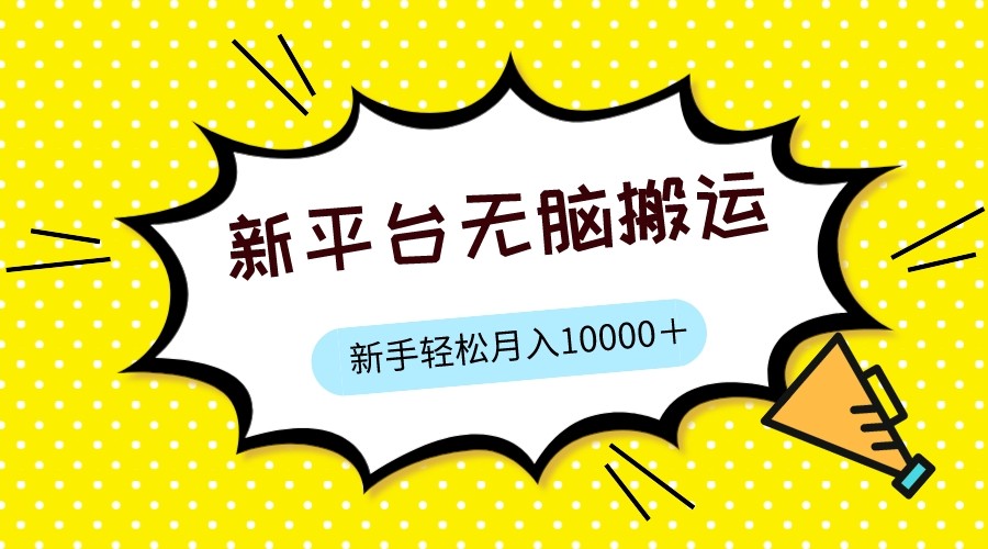 新平台用软件无脑搬运，月赚10000+，小白也能轻松上手-三石淘金网