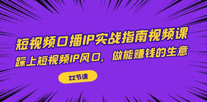 短视频口播IP实战指南视频课，踩上短视频IP风口，做能赚钱的生意（22节课）-三石淘金网