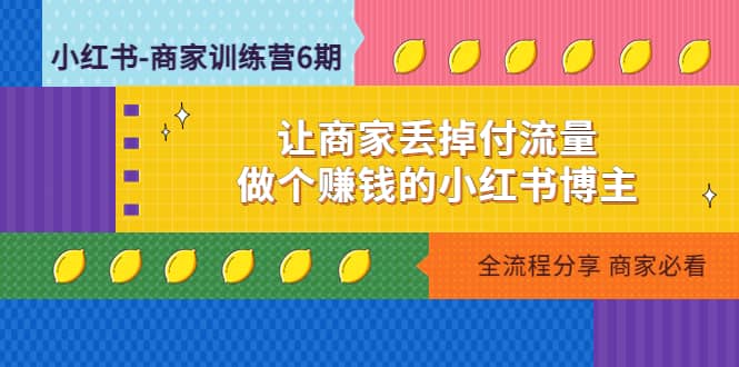 小红书-商家训练营12期：让商家丢掉付流量-三石资源库