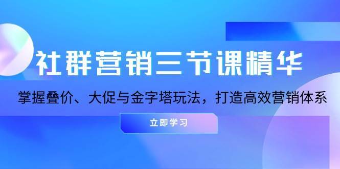 社群营销三节课精华：掌握叠价、大促与金字塔玩法，打造高效营销体系-三石资源库