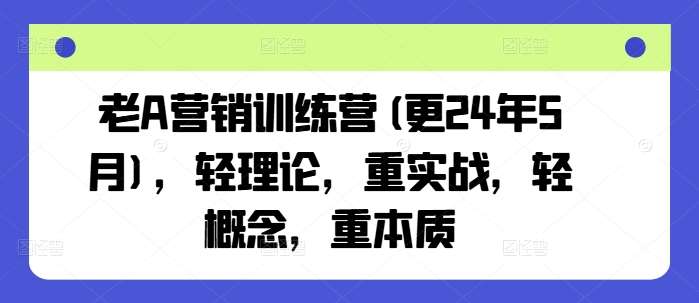老A营销训练营(更24年7月)，轻理论，重实战，轻概念，重本质-三石淘金网