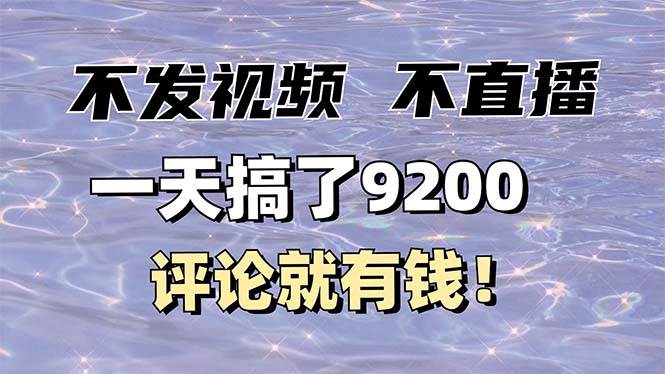 （14018期）不发作品不直播，评论就有钱，一条最高10块，一天搞了9200-三石资源库
