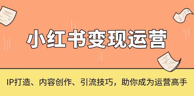 小红书变现运营，IP打造、内容创作、引流技巧，助你成为运营高手-三石淘金网