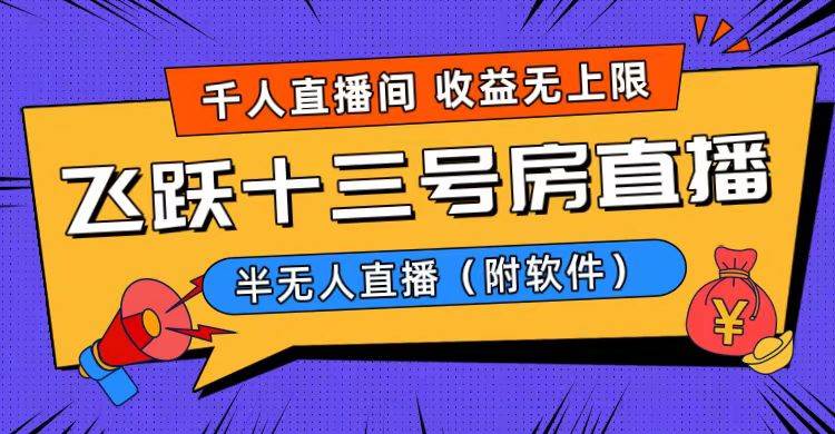 （8711期）爆火飞跃十三号房半无人直播，一场直播上千人，日入过万！（附软件）-三石资源库