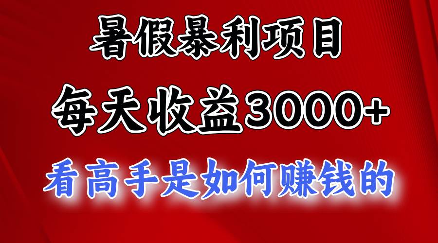 （11422期）暑假暴利项目，每天收益3000+ 努努力能达到5000+，暑假大流量来了-三石资源库
