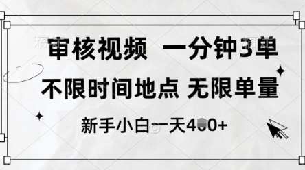 审核视频，10秒一单，不限时间，不限单量，新人小白一天4张+【揭秘】-三石淘金网