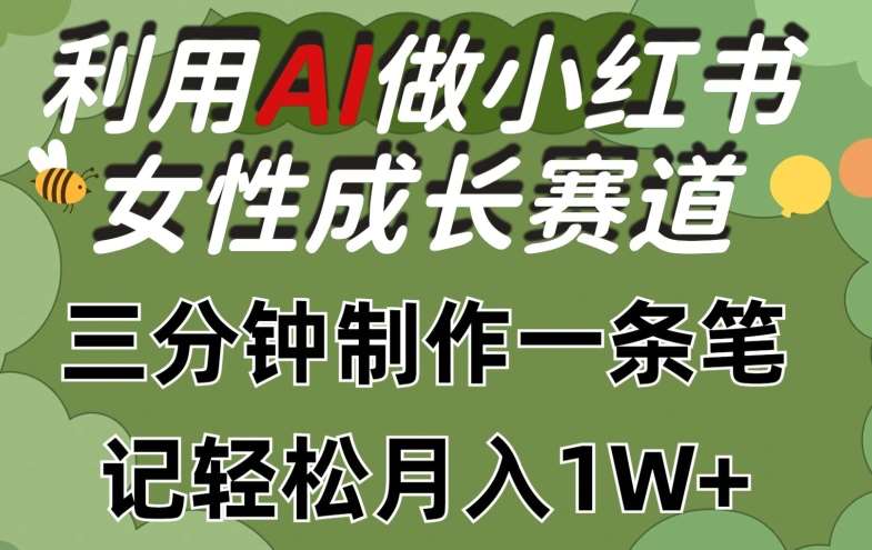 利用Ai做小红书女性成长赛道，三分钟制作一条笔记，轻松月入1w+【揭秘】-三石资源库