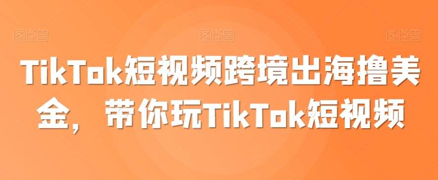 TikTok短视频跨境出海撸美金，带你玩TikTok短视频-三石资源库
