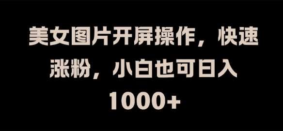 美女图片开屏操作，快速涨粉，小白也可日入1k【揭秘】-三石资源库