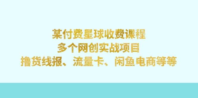 某付费星球课程：多个网创实战项目，撸货线报、流量卡、闲鱼电商等等-三石淘金网