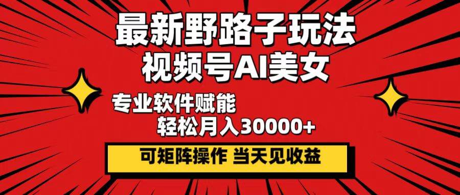 （12798期）最新野路子玩法，视频号AI美女，当天见收益，轻松月入30000＋-三石资源库