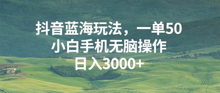 （13353期）抖音蓝海玩法，一单50，小白手机无脑操作，日入3000+-三石资源库