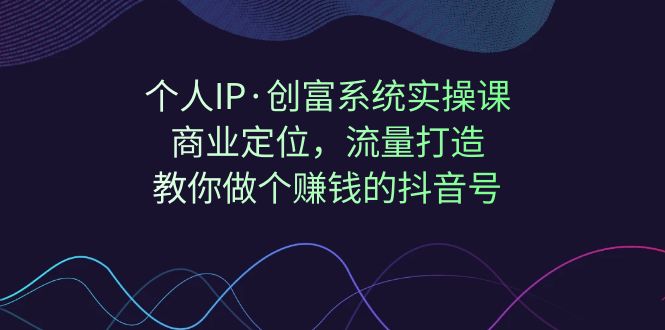 个人IP·创富系统实操课：商业定位，流量打造，教你做个赚钱的抖音号-三石淘金网