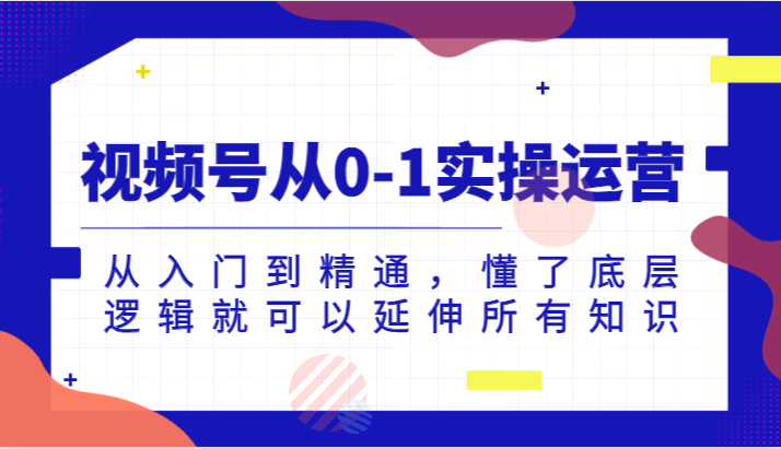 视频号从0-1实操运营，从入门到精通，懂了底层逻辑就可以延伸所有知识-三石淘金网